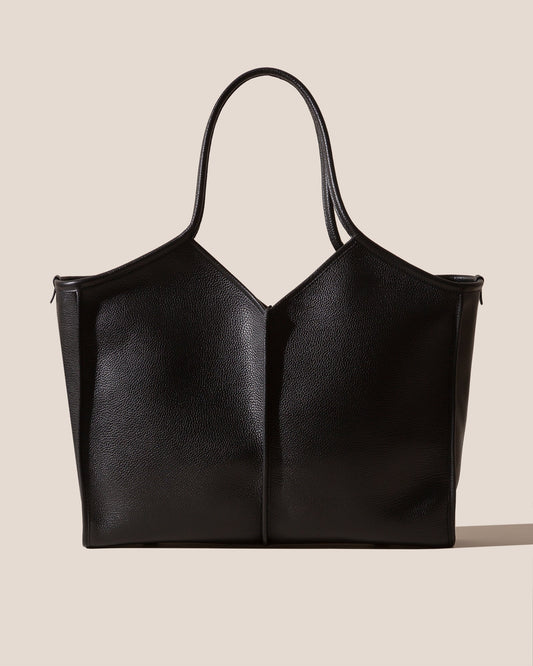 CALELLA SQUARED MEDIUM GRAINY - Leather-trimmed Tote Bag